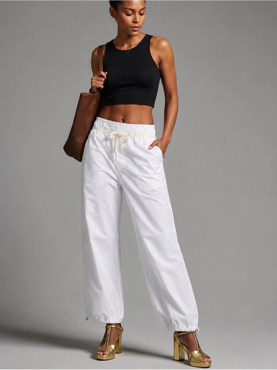 Pilcro Pants - Pilcro low rise, parachute pants white